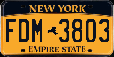 NY license plate FDM3803