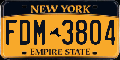 NY license plate FDM3804