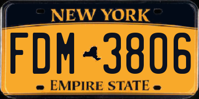 NY license plate FDM3806