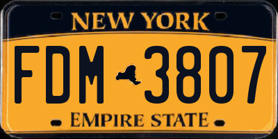 NY license plate FDM3807