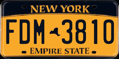 NY license plate FDM3810