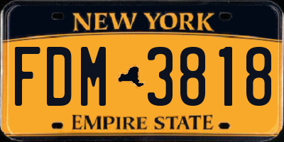 NY license plate FDM3818
