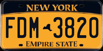 NY license plate FDM3820