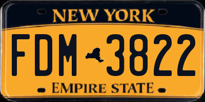 NY license plate FDM3822
