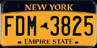 NY license plate FDM3825