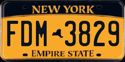 NY license plate FDM3829