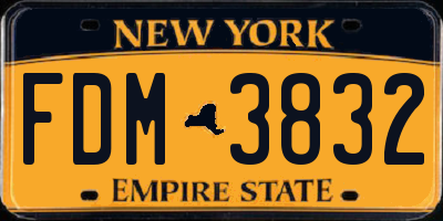 NY license plate FDM3832