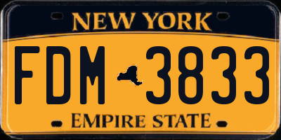 NY license plate FDM3833