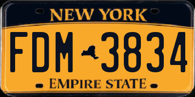 NY license plate FDM3834