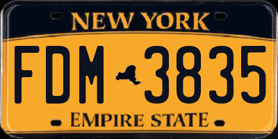 NY license plate FDM3835