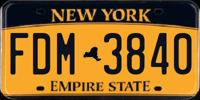 NY license plate FDM3840