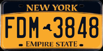 NY license plate FDM3848