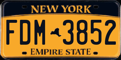 NY license plate FDM3852