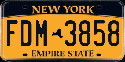 NY license plate FDM3858