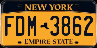 NY license plate FDM3862