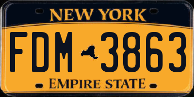 NY license plate FDM3863