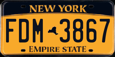 NY license plate FDM3867