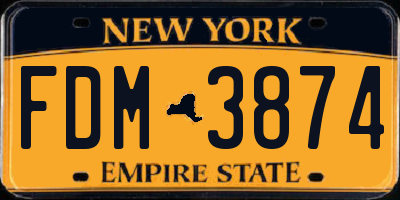 NY license plate FDM3874