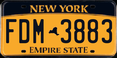 NY license plate FDM3883