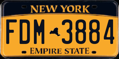 NY license plate FDM3884