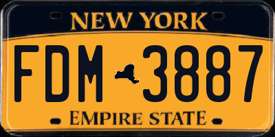 NY license plate FDM3887