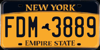 NY license plate FDM3889