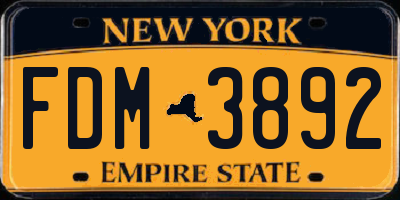 NY license plate FDM3892