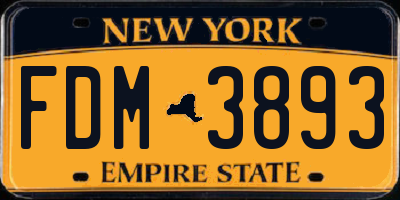NY license plate FDM3893