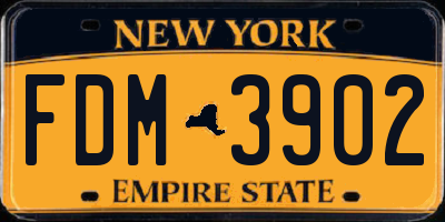 NY license plate FDM3902
