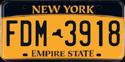NY license plate FDM3918