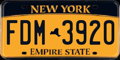 NY license plate FDM3920