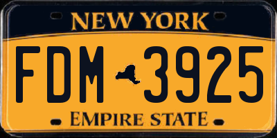 NY license plate FDM3925