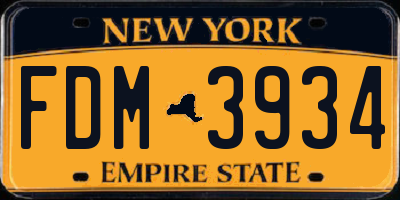 NY license plate FDM3934