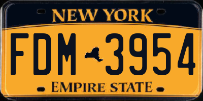 NY license plate FDM3954