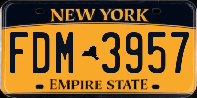 NY license plate FDM3957
