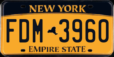 NY license plate FDM3960