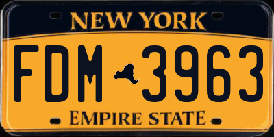 NY license plate FDM3963