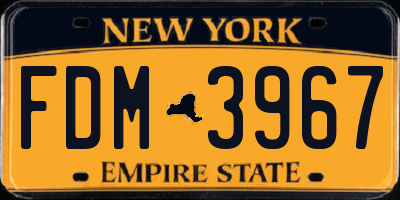NY license plate FDM3967