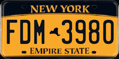 NY license plate FDM3980