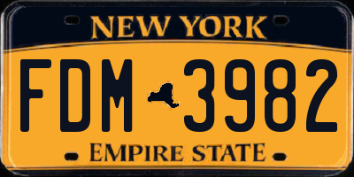 NY license plate FDM3982