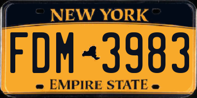 NY license plate FDM3983