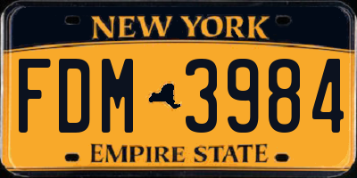 NY license plate FDM3984
