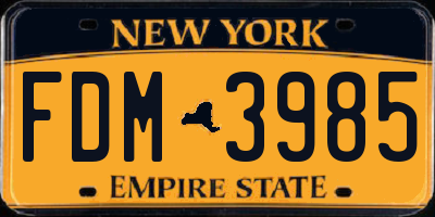 NY license plate FDM3985