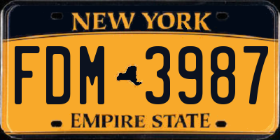 NY license plate FDM3987