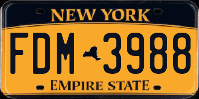 NY license plate FDM3988