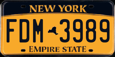 NY license plate FDM3989