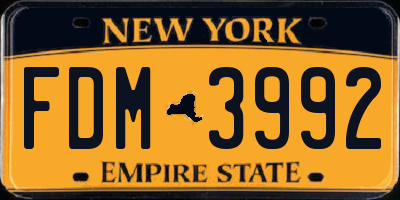 NY license plate FDM3992