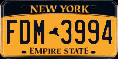 NY license plate FDM3994