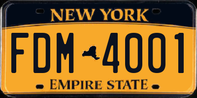 NY license plate FDM4001