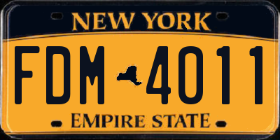 NY license plate FDM4011